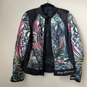 𝅺Harley-Davidson black multicolor mesh motorcycle jacket, size M